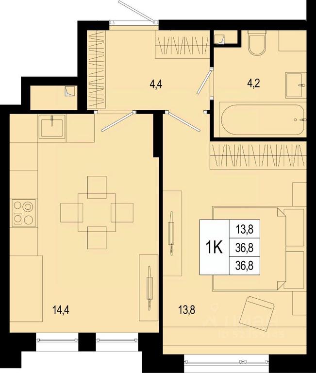 Apartment Sale, 36.8 sq. m. at Novaya Shcherbinka, Borisovka Village, Podolsk City District, Moscow Region, Russia #1 Apartment Sale, 36.8 sq. m. at Novaya Shcherbinka, Borisovka Village, Podolsk City District, Moscow Region, Russia #1