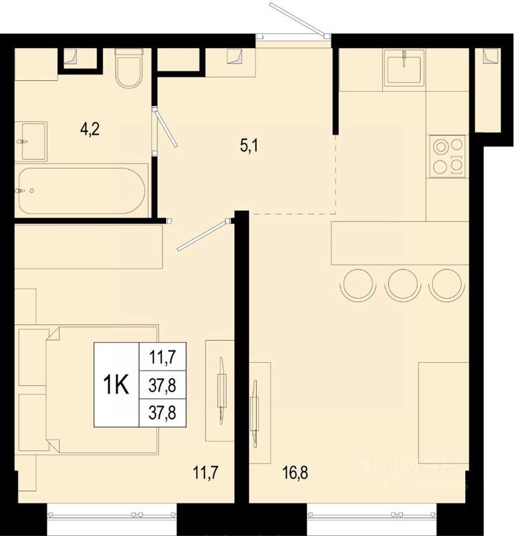 Apartment Sale, 37.8 sq. m. at Novaya Shcherbinka, Borisovka Village, Podolsk City District, Moscow Region, Russia #1