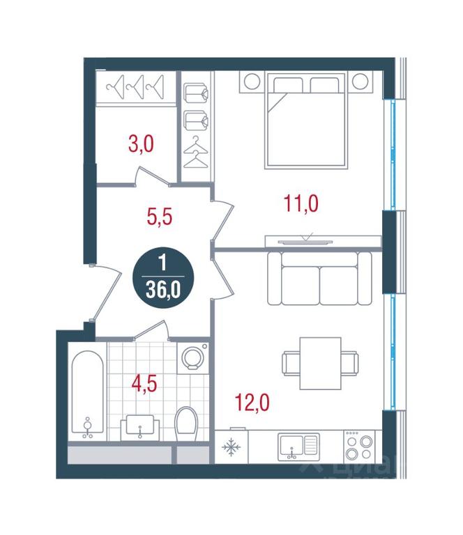 Apartment Sale, 36 sq. m. at RUSICh-Kantemirovskiy, Kavkazsky Boulevard, Moscow, Russia #1