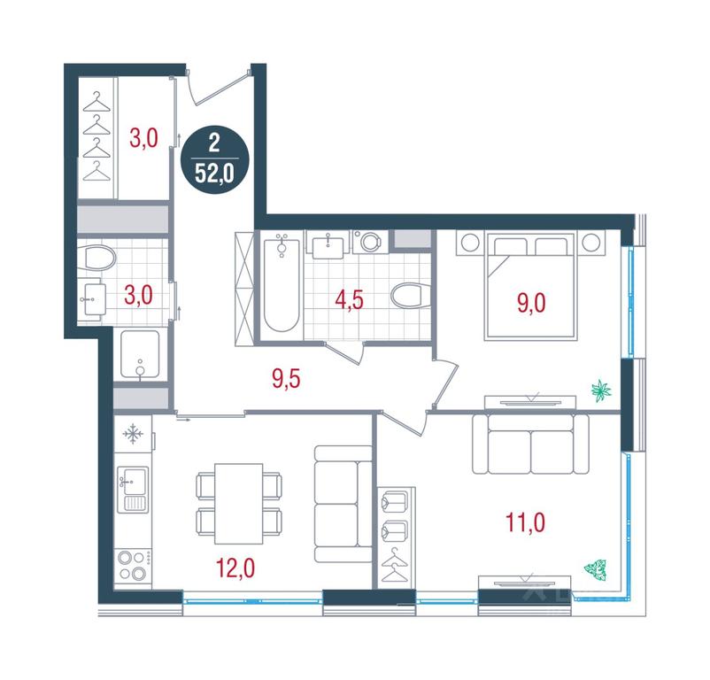 1-BD Apartment Sale, 52 sq. m. at RUSICh-Kantemirovskiy, Kavkazsky Boulevard, Moscow, Russia #1 1-BD Apartment Sale, 52 sq. m. at RUSICh-Kantemirovskiy, Kavkazsky Boulevard, Moscow, Russia #1