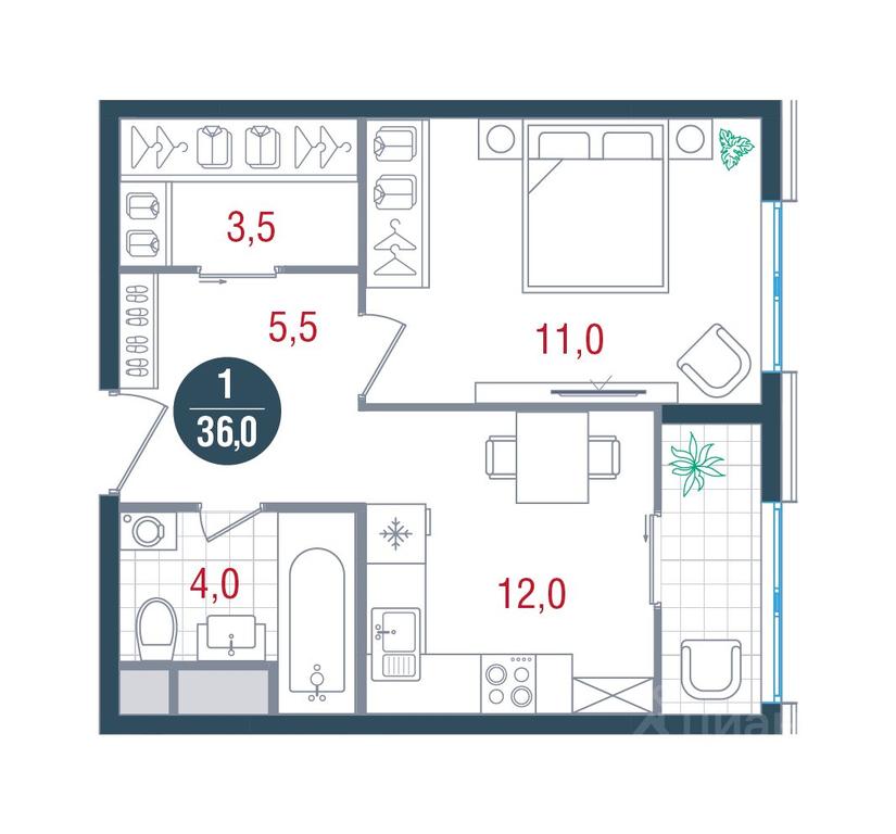 Apartment Sale, 36 sq. m. at RUSICh-Kantemirovskiy, Kavkazsky Boulevard, Moscow, Russia #1