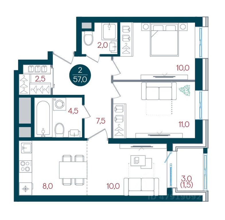 1-BD Apartment Sale, 57 sq. m. at RUSICh-Kantemirovskiy, Kavkazsky Boulevard, Moscow, Russia #1 1-BD Apartment Sale, 57 sq. m. at RUSICh-Kantemirovskiy, Kavkazsky Boulevard, Moscow, Russia #1