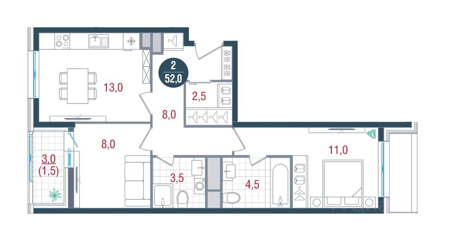 1-BD Apartment Sale, 52 sq. m. at RUSICh-Kantemirovskiy, Kavkazsky Boulevard, Moscow, Russia #1 1-BD Apartment Sale, 52 sq. m. at RUSICh-Kantemirovskiy, Kavkazsky Boulevard, Moscow, Russia #1