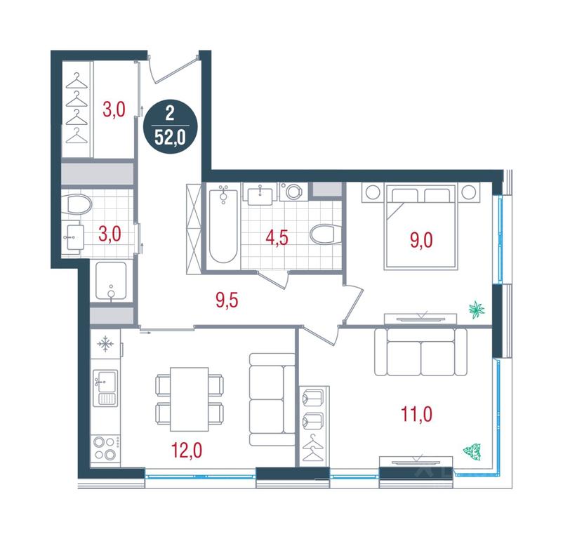 1-BD Apartment Sale, 52 sq. m. at RUSICh-Kantemirovskiy, Kavkazsky Boulevard, Moscow, Russia #1 1-BD Apartment Sale, 52 sq. m. at RUSICh-Kantemirovskiy, Kavkazsky Boulevard, Moscow, Russia #1