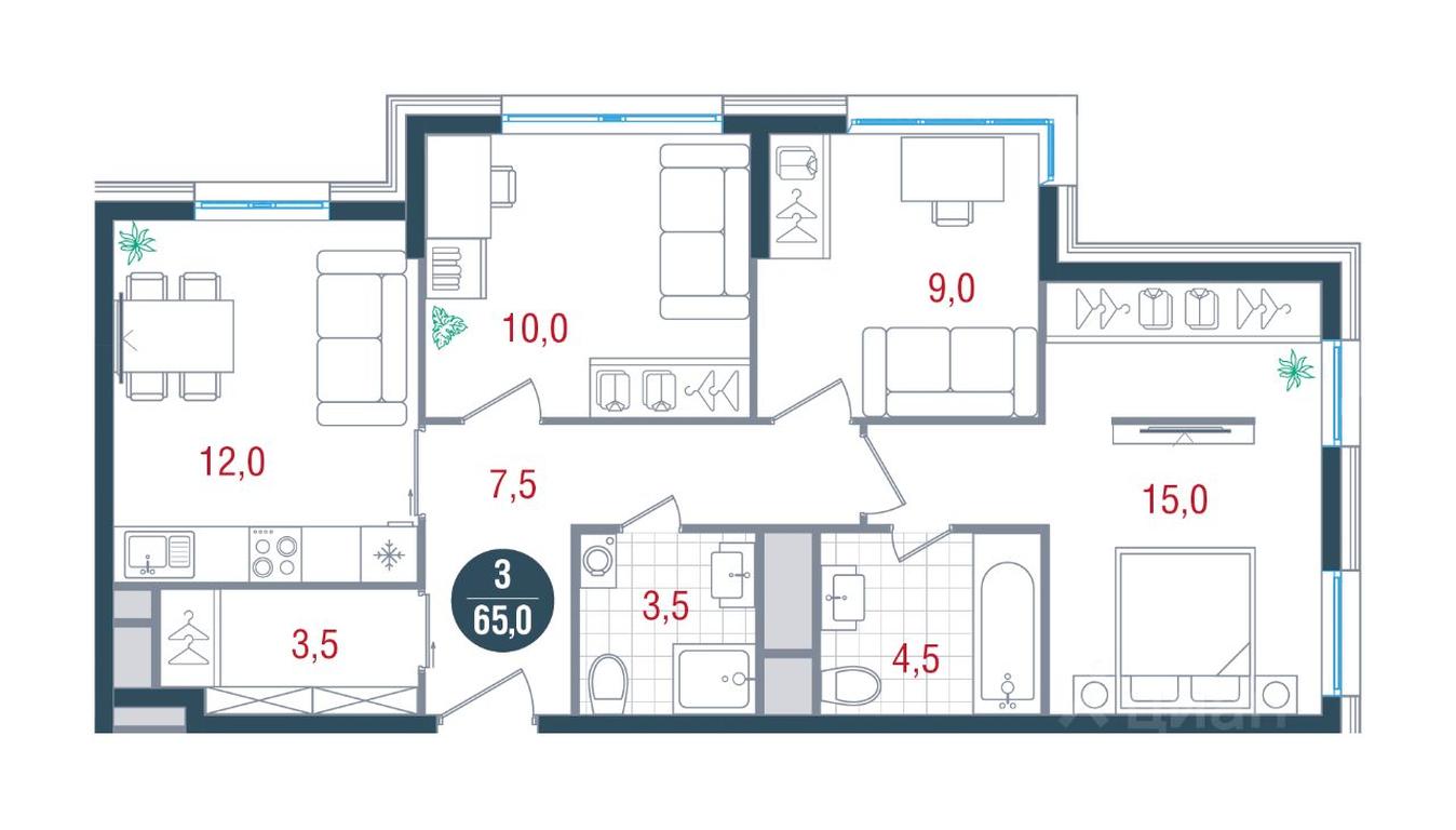 1-BD Apartment Sale, 65 sq. m. at RUSICh-Kantemirovskiy, Kavkazsky Boulevard, Moscow, Russia #1 1-BD Apartment Sale, 65 sq. m. at RUSICh-Kantemirovskiy, Kavkazsky Boulevard, Moscow, Russia #1