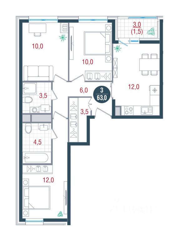1-BD Apartment Sale, 63 sq. m. at RUSICh-Kantemirovskiy, Kavkazsky Boulevard, Moscow, Russia #1 1-BD Apartment Sale, 63 sq. m. at RUSICh-Kantemirovskiy, Kavkazsky Boulevard, Moscow, Russia #1