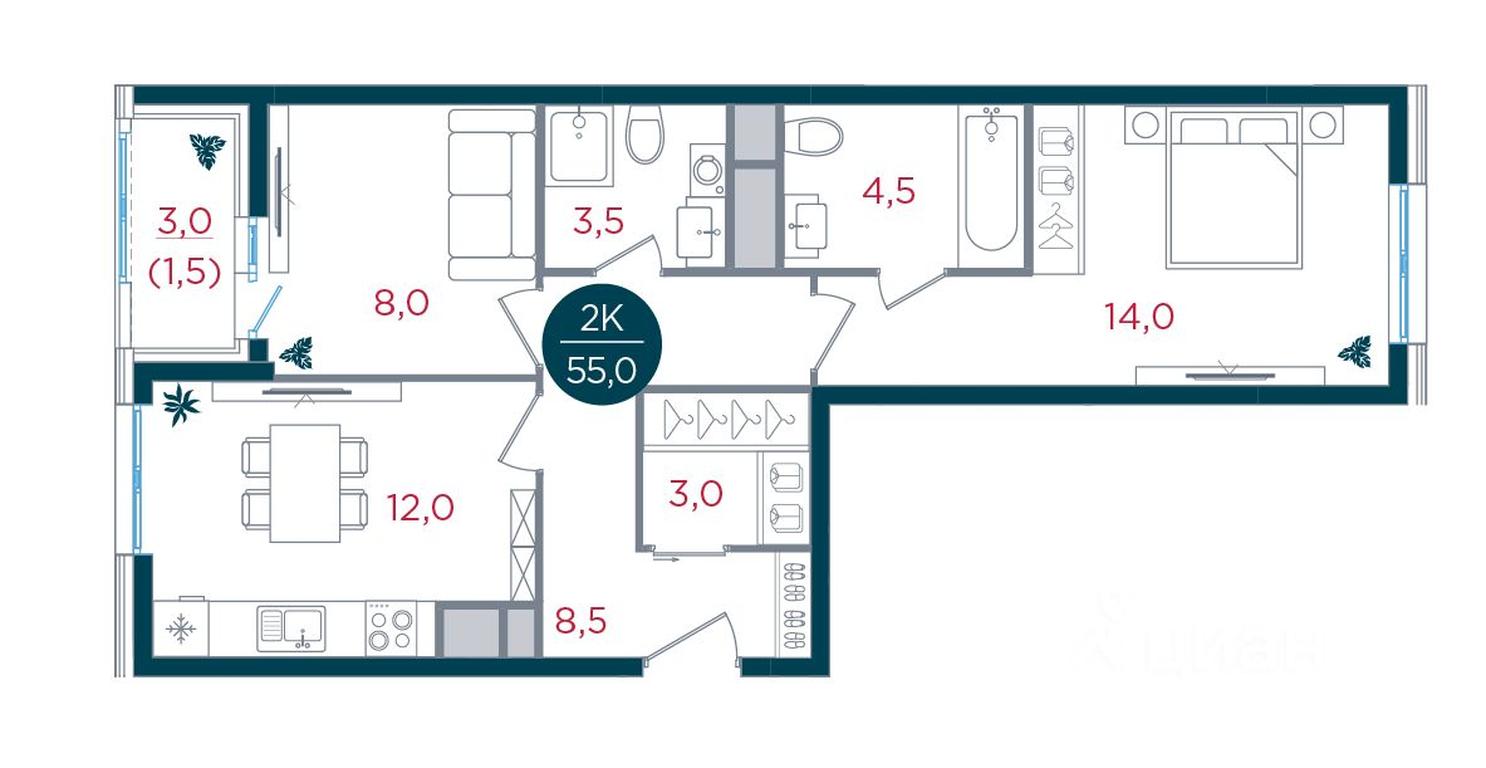 1-BD Apartment Sale, 55 sq. m. at RUSICh-Kantemirovskiy, Kavkazsky Boulevard, Moscow, Russia #1 1-BD Apartment Sale, 55 sq. m. at RUSICh-Kantemirovskiy, Kavkazsky Boulevard, Moscow, Russia #1