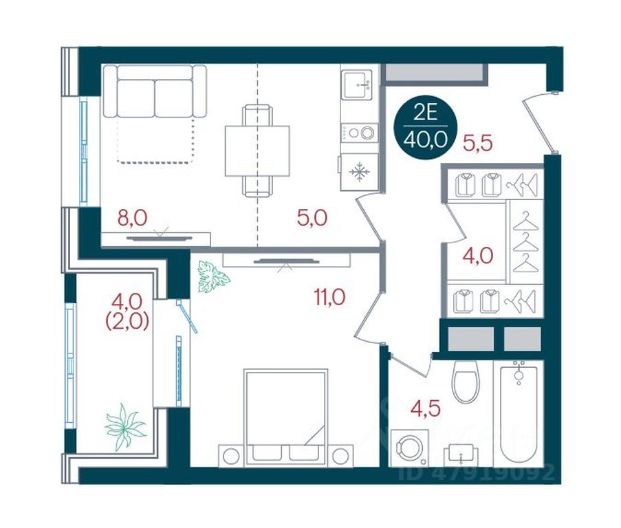 Apartment Sale, 40 sq. m. at RUSICh-Kantemirovskiy, Kavkazsky Boulevard, Moscow, Russia #1