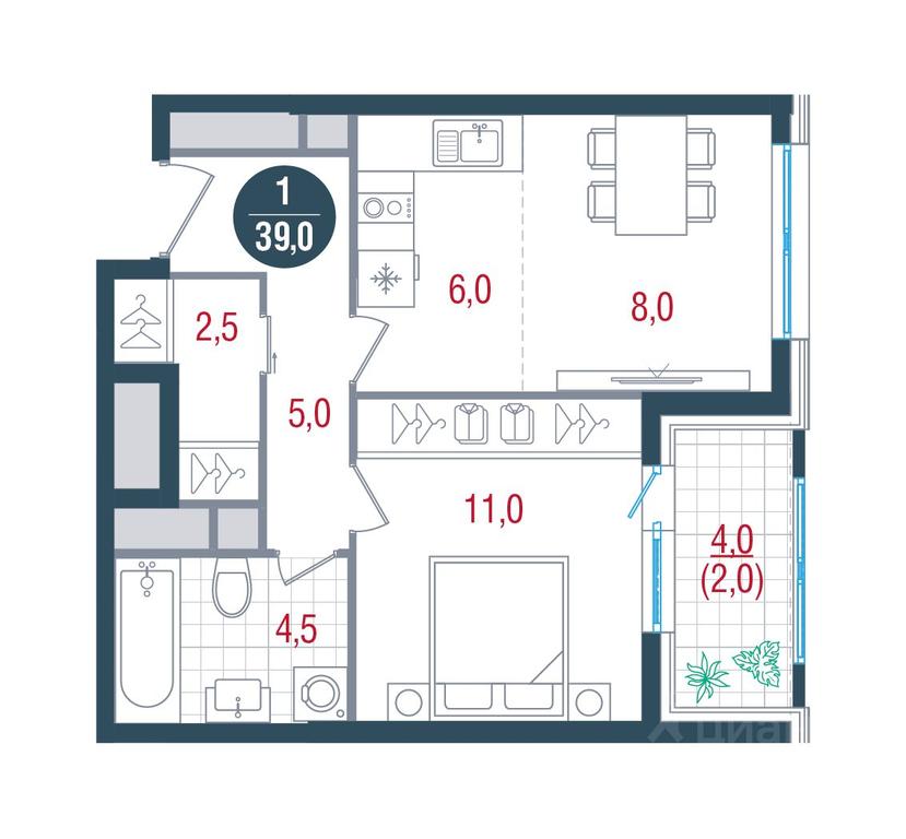Apartment Sale, 39 sq. m. at RUSICh-Kantemirovskiy, Kavkazsky Boulevard, Moscow, Russia #1