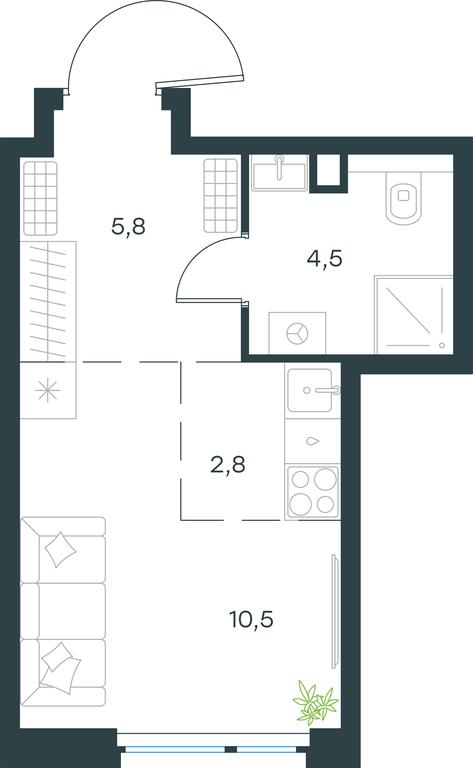 Apartment Sale, 23.6 sq. m. at Level Michurinskiy, Озёрная улица, вл1, Москва, Россия #1