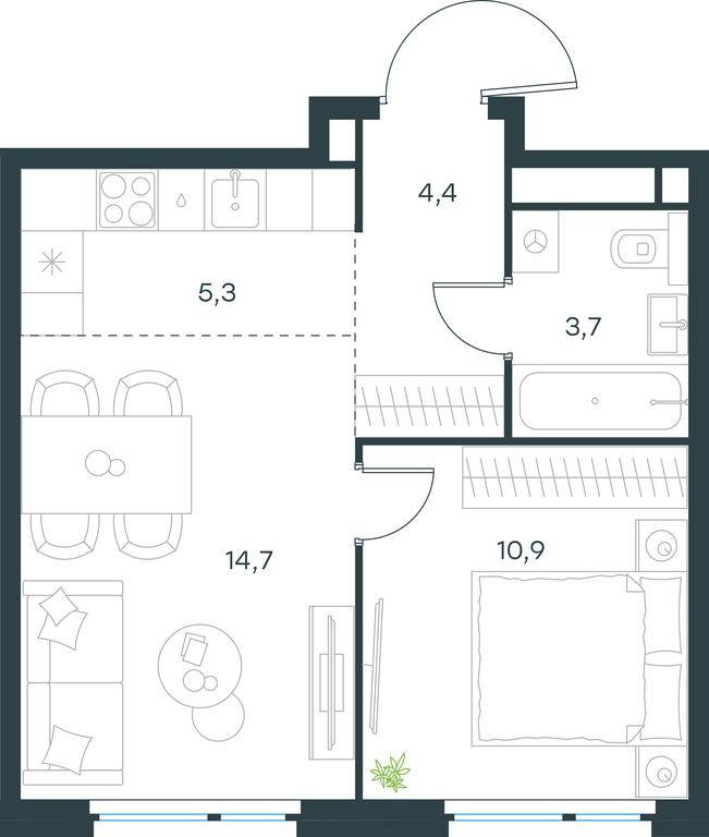 1-BD Apartment Sale, 39 sq. m. at Level Michurinskiy, Озёрная улица, вл1, Москва, Россия #1