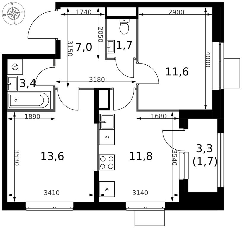 2-BD Apartment Sale, 50.8平方米 at 1 Izmajlovskij, Montazhnaya Street, 8с13, Moscow, Russia #2 2-BD Apartment Sale, 50.8平方米 at 1 Izmajlovskij, Montazhnaya Street, 8с13, Moscow, Russia #2