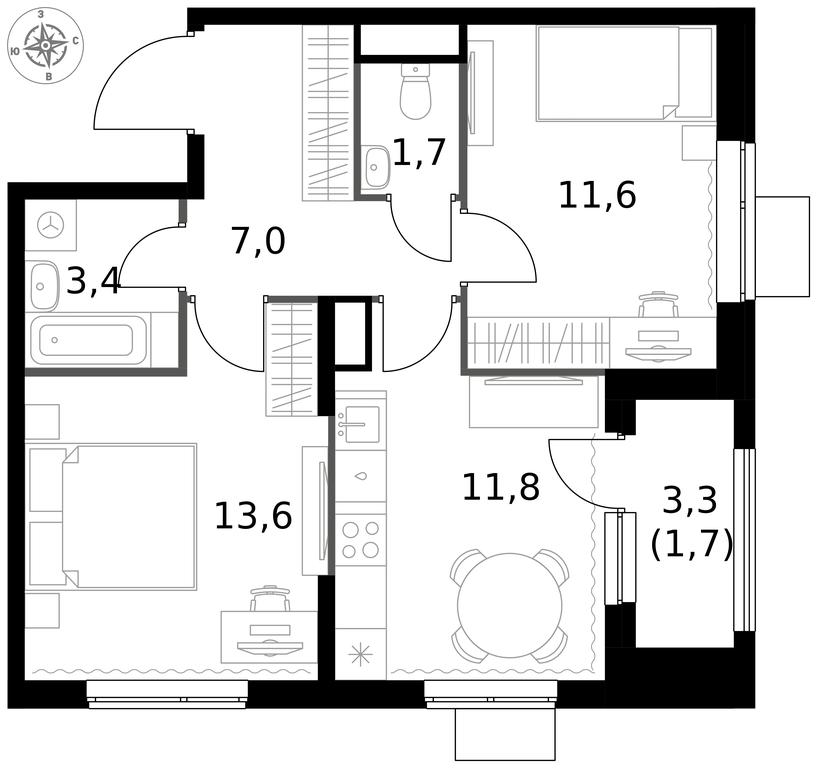 2-BD Apartment Sale, 50.8平方米 at 1 Izmajlovskij, Montazhnaya Street, 8с13, Moscow, Russia #1 2-BD Apartment Sale, 50.8平方米 at 1 Izmajlovskij, Montazhnaya Street, 8с13, Moscow, Russia #1