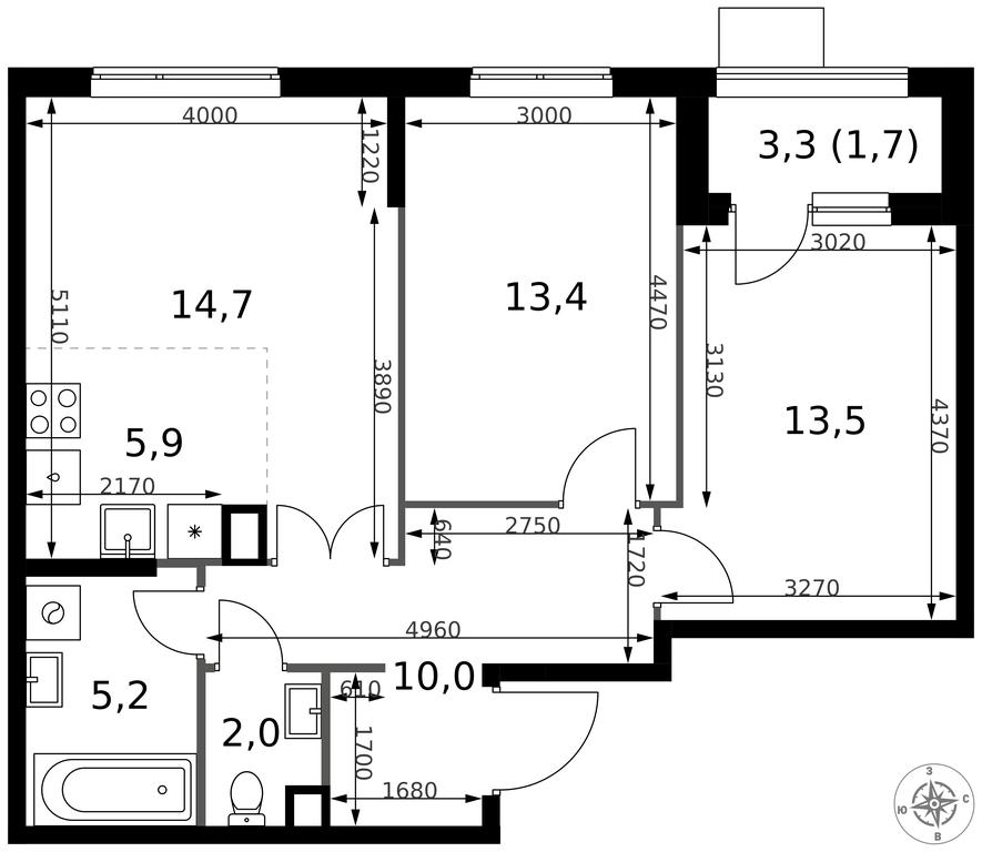 3-BD Apartment Sale, 66.4 sq. m. at 1 Izmajlovskij, Montazhnaya Street, 8с13, Moscow, Russia #2 3-BD Apartment Sale, 66.4 sq. m. at 1 Izmajlovskij, Montazhnaya Street, 8с13, Moscow, Russia #2