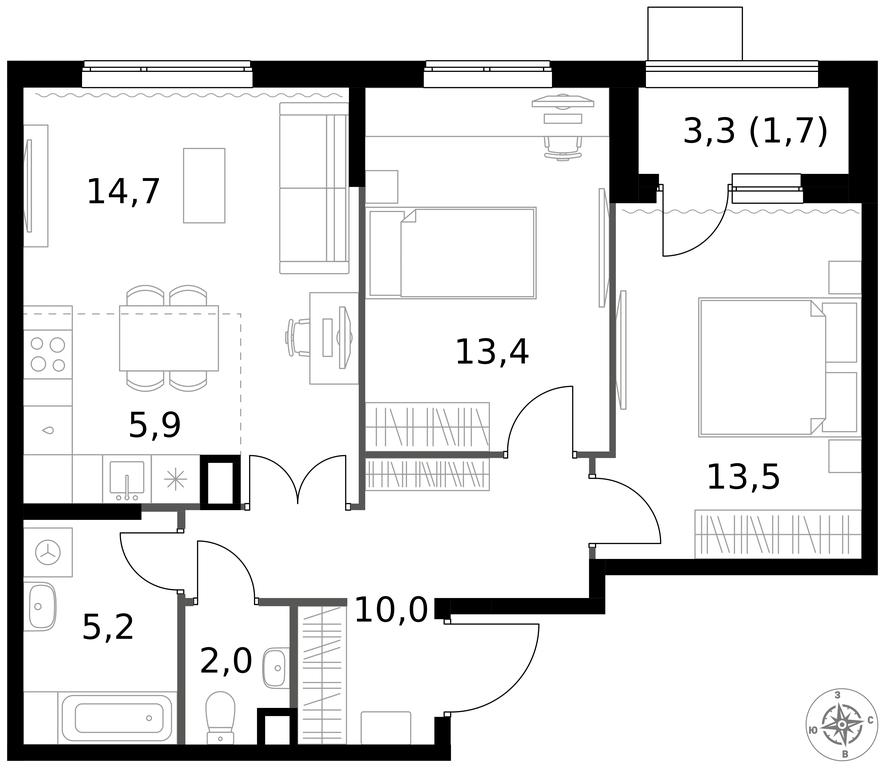 3-BD Apartment Sale, 66.4 sq. m. at 1 Izmajlovskij, Montazhnaya Street, 8с13, Moscow, Russia #1 3-BD Apartment Sale, 66.4 sq. m. at 1 Izmajlovskij, Montazhnaya Street, 8с13, Moscow, Russia #1