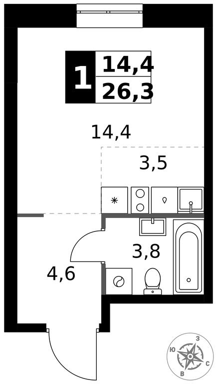 Apartment Sale, 26.3 sq. m. at 1 Izmajlovskij, Montazhnaya Street, 8с13, Moscow, Russia #1 Apartment Sale, 26.3 sq. m. at 1 Izmajlovskij, Montazhnaya Street, 8с13, Moscow, Russia #1