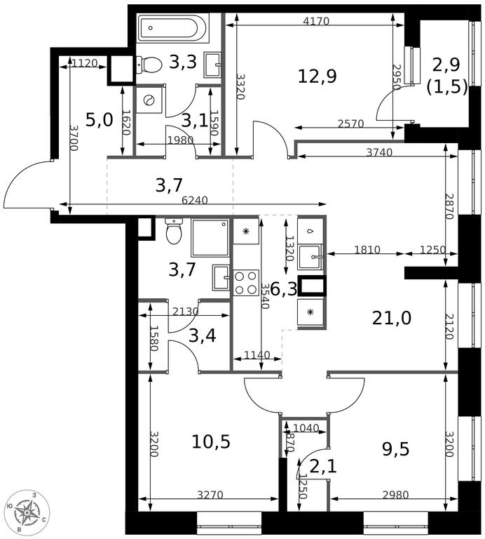 4-BD Apartment Sale, 86 sq. m. at 1 Izmajlovskij, Montazhnaya Street, 8с13, Moscow, Russia #2 4-BD Apartment Sale, 86 sq. m. at 1 Izmajlovskij, Montazhnaya Street, 8с13, Moscow, Russia #2