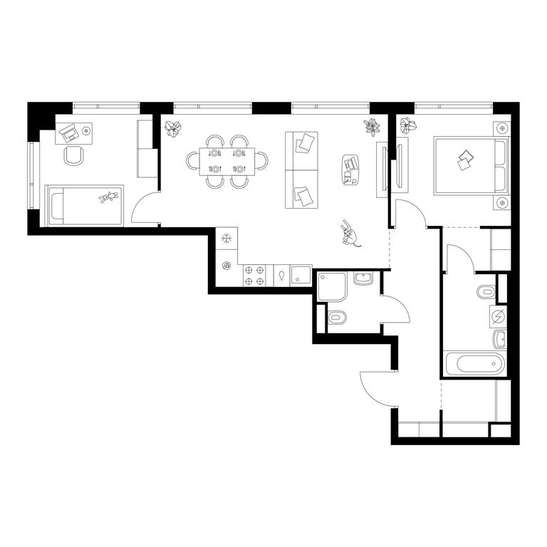 2-BD Apartment Sale, 62.2平方米 at Buninskaja naberezhnaja, ZhK Buninskaya Naberezhnaya, Moscow, Russia #1