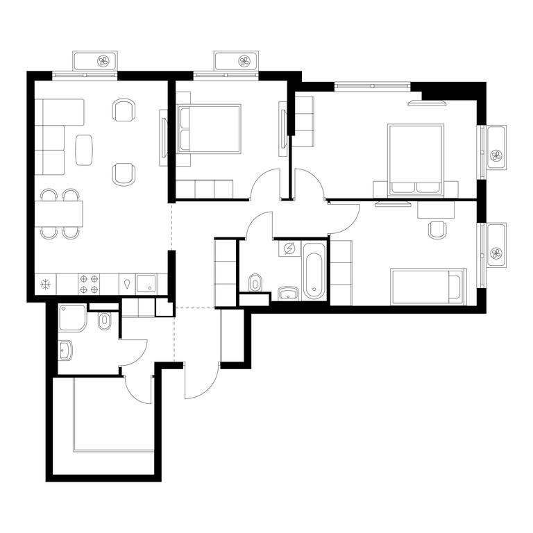 3-BD Apartment Sale, 85.2 sq. m. at Yauza Park, ulitsa Kolontsova, 4, Mytischi, Moscow Region, Russia #1