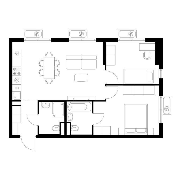 2-BD Apartment Sale, 57.4平方米 at Yauza Park, ulitsa Kolontsova, 4, Mytischi, Moscow Region, Russia #1