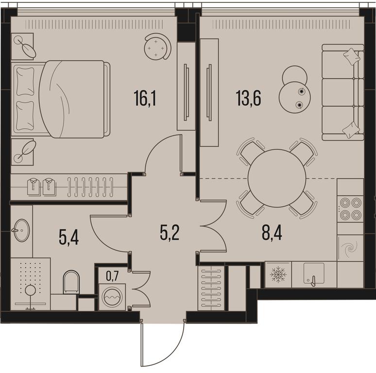 1-BD Apartment Sale, 49.4平方米 at High Life, Letnikovskaya Street, 11/10с1, Moscow, Russia #1