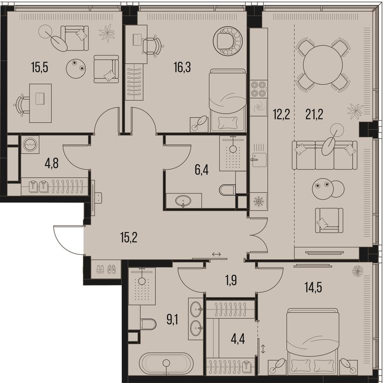 Продажа 3-комн. квартиры, 121,5 м² в ЖК «Хай Лайф (High Life)», Летниковская улица, 11/10с1, Москва, Россия #1 Продажа 3-комн. квартиры, 121,5 м² в ЖК «Хай Лайф (High Life)», Летниковская улица, 11/10с1, Москва, Россия #1