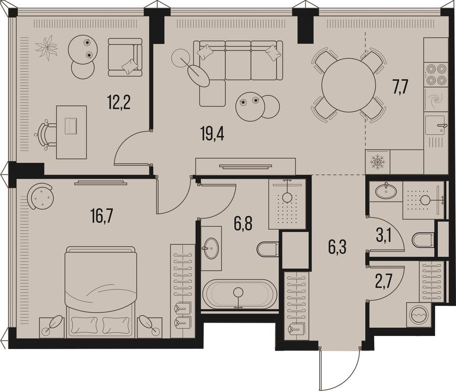 2-BD Apartment Sale, 74.9平方米 at High Life, Letnikovskaya Street, 11/10с1, Moscow, Russia #1 2-BD Apartment Sale, 74.9平方米 at High Life, Letnikovskaya Street, 11/10с1, Moscow, Russia #1