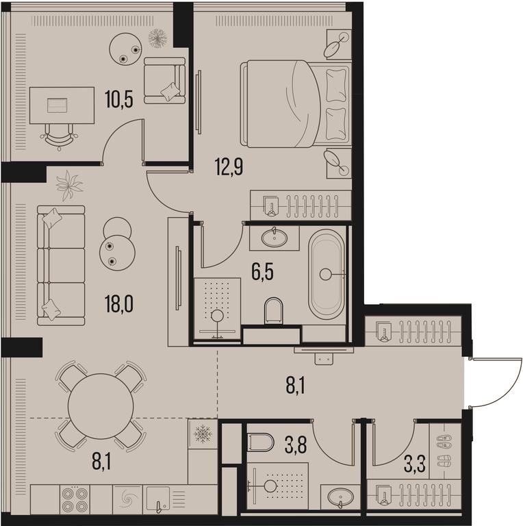 2-BD Apartment Sale, 71.3平方米 at High Life, Letnikovskaya Street, 11/10с1, Moscow, Russia #1 2-BD Apartment Sale, 71.3平方米 at High Life, Letnikovskaya Street, 11/10с1, Moscow, Russia #1