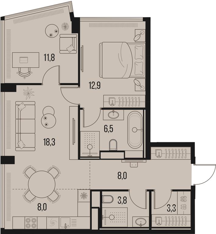 2-BD Apartment Sale, 72.7 sq. m. at High Life, Letnikovskaya Street, 11/10с1, Moscow, Russia #1 2-BD Apartment Sale, 72.7 sq. m. at High Life, Letnikovskaya Street, 11/10с1, Moscow, Russia #1