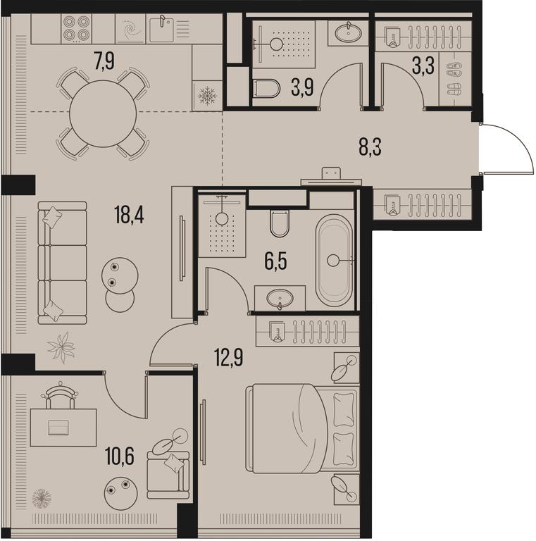 2-BD Apartment Sale, 71.8 sq. m. at High Life, Letnikovskaya Street, 11/10с1, Moscow, Russia #1