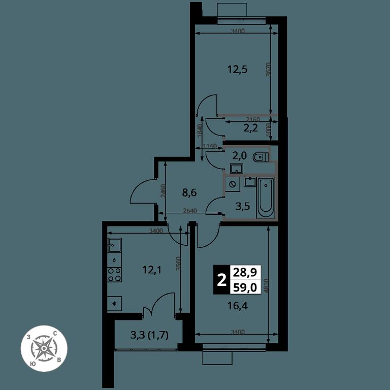 2-BD Apartment Sale, 59 sq. m. at Yzhnaya Bitsa, Yuzhnaya Bitsa Residential Complex, posyolok Bittsa, Leninskiy City District, Moscow Region, Russia #1 2-BD Apartment Sale, 59 sq. m. at Yzhnaya Bitsa, Yuzhnaya Bitsa Residential Complex, posyolok Bittsa, Leninskiy City District, Moscow Region, Russia #1