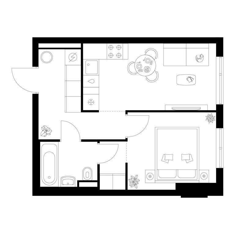 1-BD Apartment Sale, 34.6 sq. m. at Zelionyi Park, 687-y proyezd, 15с2, Zelenograd, Moscow, Russia #1