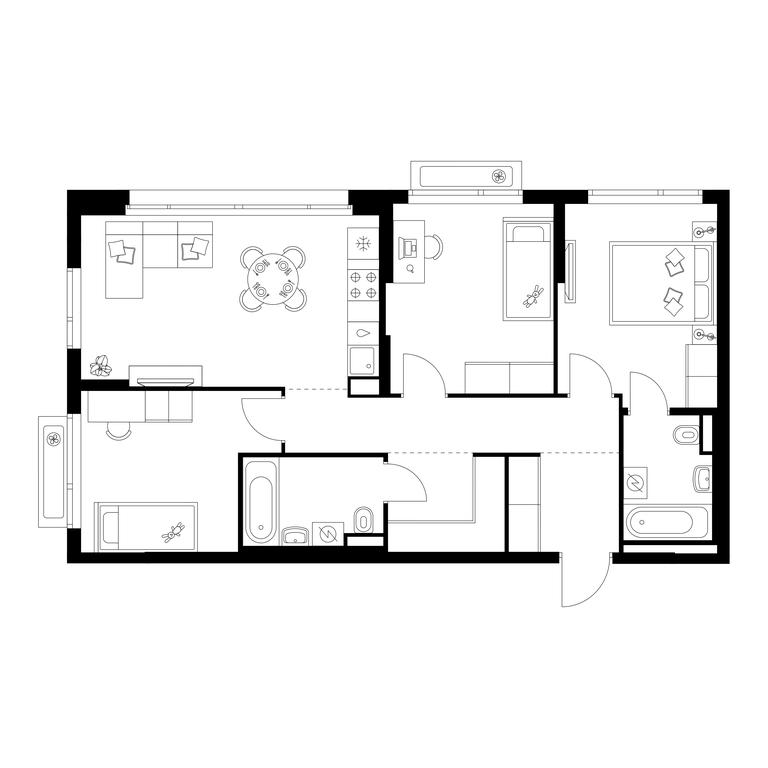 3-BD Apartment Sale, 75.3 sq. m. at Zelionyi Park, 687-y proyezd, 15с2, Zelenograd, Moscow, Russia #1