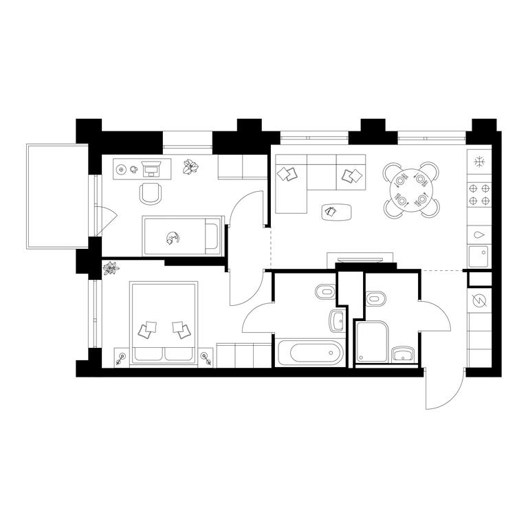 2-BD Apartment Sale, 47.8平方米 at Zelionyi Park, 687-y proyezd, 15с2, Zelenograd, Moscow, Russia #1