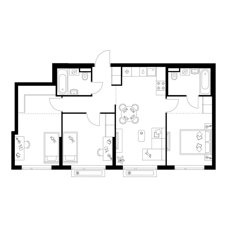 3-BD Apartment Sale, 71.5 sq. m. at Zelionyi Park, 687-y proyezd, 15с2, Zelenograd, Moscow, Russia #1