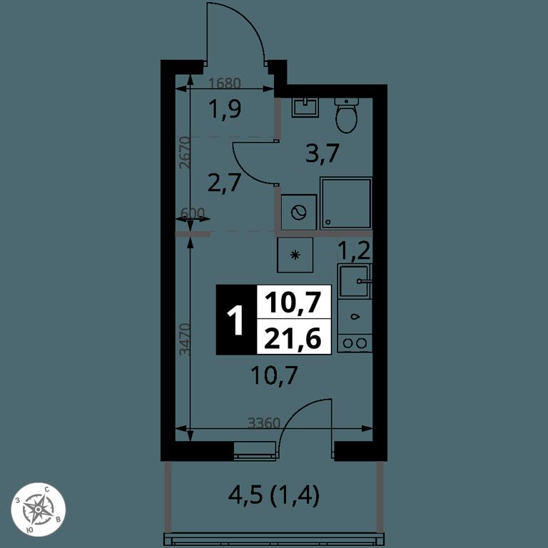 Apartment Sale, 21.6 sq. m. at 1 Yasenevskij, Kvartal № 24, Mosrentgen Settlement, Moscow, Russia #1 Apartment Sale, 21.6 sq. m. at 1 Yasenevskij, Kvartal № 24, Mosrentgen Settlement, Moscow, Russia #1