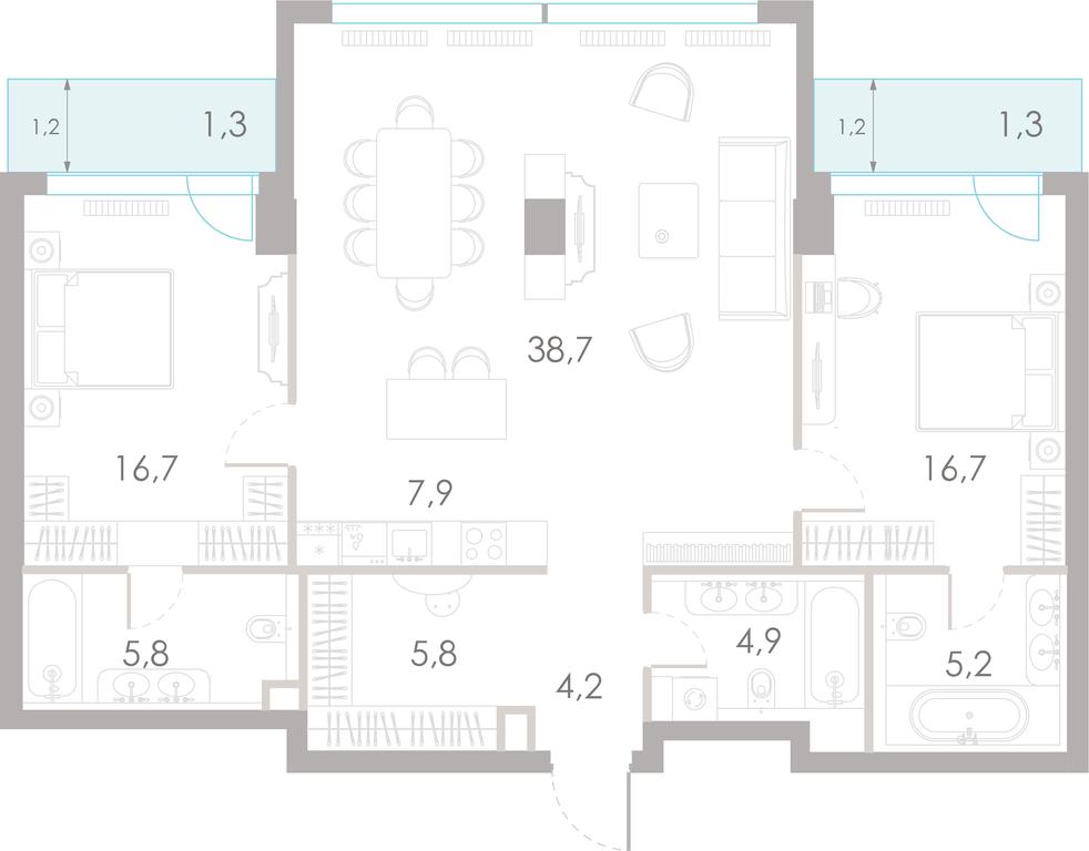 2-BD Apartment Sale, 108.5 sq. m. at River Park Towers, Kutuzovsky Drive, 16с1, Moscow, Russia #1 2-BD Apartment Sale, 108.5 sq. m. at River Park Towers, Kutuzovsky Drive, 16с1, Moscow, Russia #1