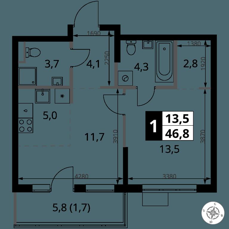 Продажа 1-комн. квартиры, 46,8 м² в ЖК «1-й Ясеневский», квартал № 24, поселение Мосрентген, Москва, Россия #1 Продажа 1-комн. квартиры, 46,8 м² в ЖК «1-й Ясеневский», квартал № 24, поселение Мосрентген, Москва, Россия #1