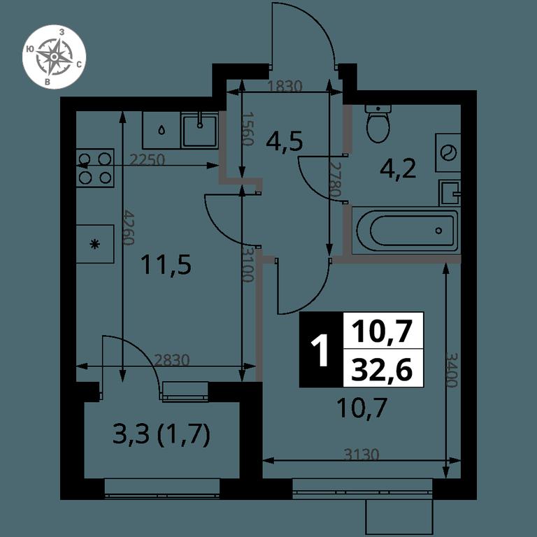 1-BD Apartment Sale, 32.6平方米 at 1 Yasenevskij, Kvartal № 24, Mosrentgen Settlement, Moscow, Russia #1 1-BD Apartment Sale, 32.6平方米 at 1 Yasenevskij, Kvartal № 24, Mosrentgen Settlement, Moscow, Russia #1