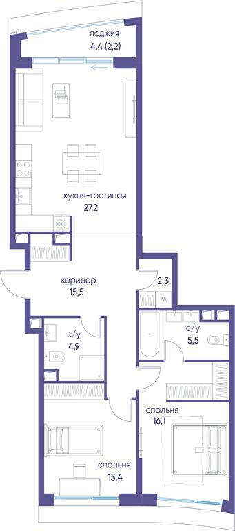 2-BD Apartment Sale, 87.1 sq. m. at Ostrov, Nizhnye Mnyovniki Street, 37Ас4, Moscow, Russia #1 2-BD Apartment Sale, 87.1 sq. m. at Ostrov, Nizhnye Mnyovniki Street, 37Ас4, Moscow, Russia #1