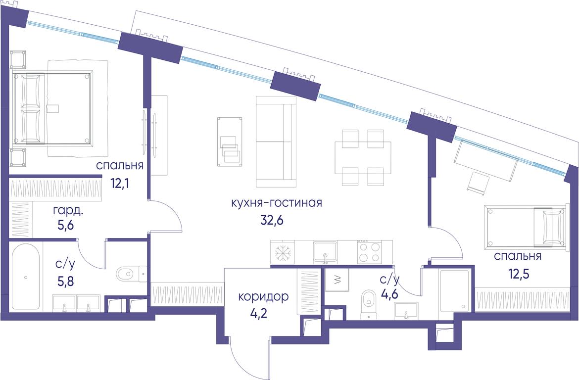 2-BD Apartment Sale, 77.4平方米 at Ostrov, Nizhnye Mnyovniki Street, 37Ас4, Moscow, Russia #1 2-BD Apartment Sale, 77.4平方米 at Ostrov, Nizhnye Mnyovniki Street, 37Ас4, Moscow, Russia #1