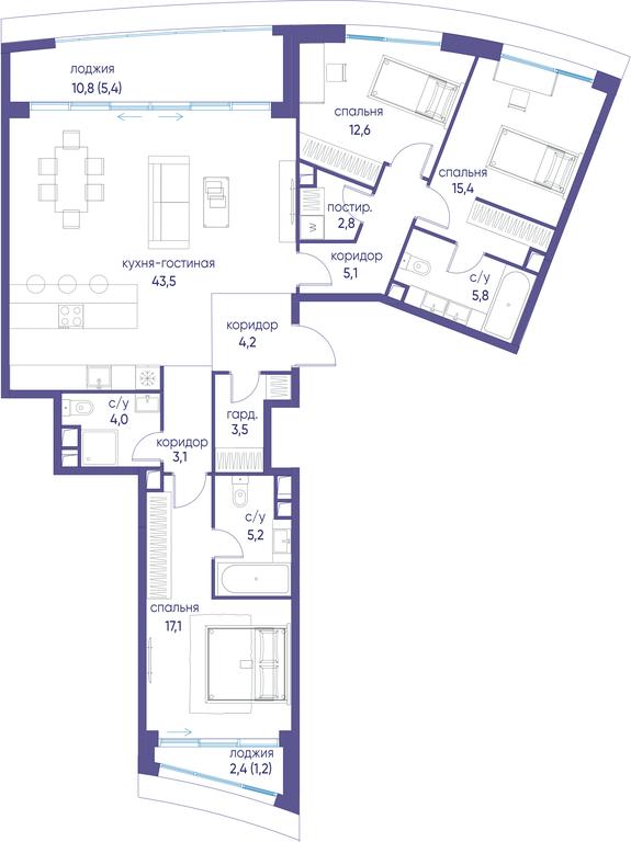 3-BD Apartment Sale, 128.9 sq. m. at Ostrov, Nizhnye Mnyovniki Street, 37Ас4, Moscow, Russia #1 3-BD Apartment Sale, 128.9 sq. m. at Ostrov, Nizhnye Mnyovniki Street, 37Ас4, Moscow, Russia #1