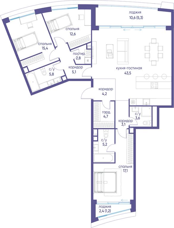 3-BD Apartment Sale, 129.6 sq. m. at Ostrov, Nizhnye Mnyovniki Street, 37Ас4, Moscow, Russia #1 3-BD Apartment Sale, 129.6 sq. m. at Ostrov, Nizhnye Mnyovniki Street, 37Ас4, Moscow, Russia #1
