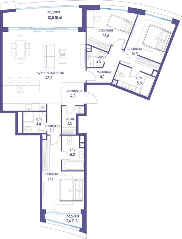 3-BD Apartment Sale, 128.5 sq. m. at Ostrov, Nizhnye Mnyovniki Street, 37Ас4, Moscow, Russia #1 3-BD Apartment Sale, 128.5 sq. m. at Ostrov, Nizhnye Mnyovniki Street, 37Ас4, Moscow, Russia #1