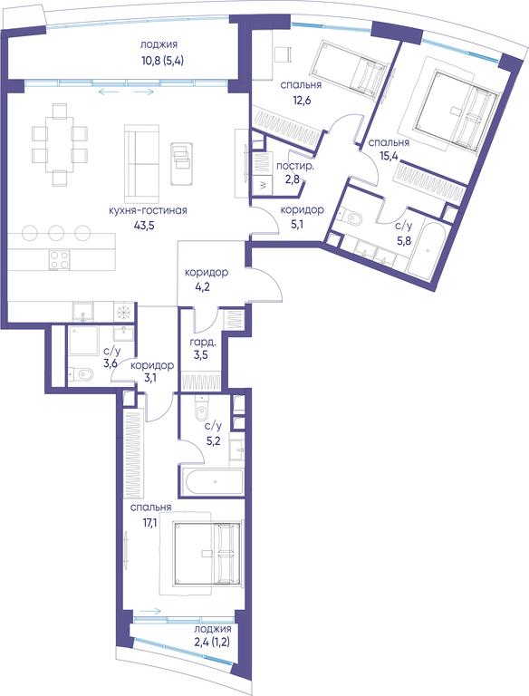 3-BD Apartment Sale, 128.5平方米 at Ostrov, Nizhnye Mnyovniki Street, 37Ас4, Moscow, Russia #1 3-BD Apartment Sale, 128.5平方米 at Ostrov, Nizhnye Mnyovniki Street, 37Ас4, Moscow, Russia #1