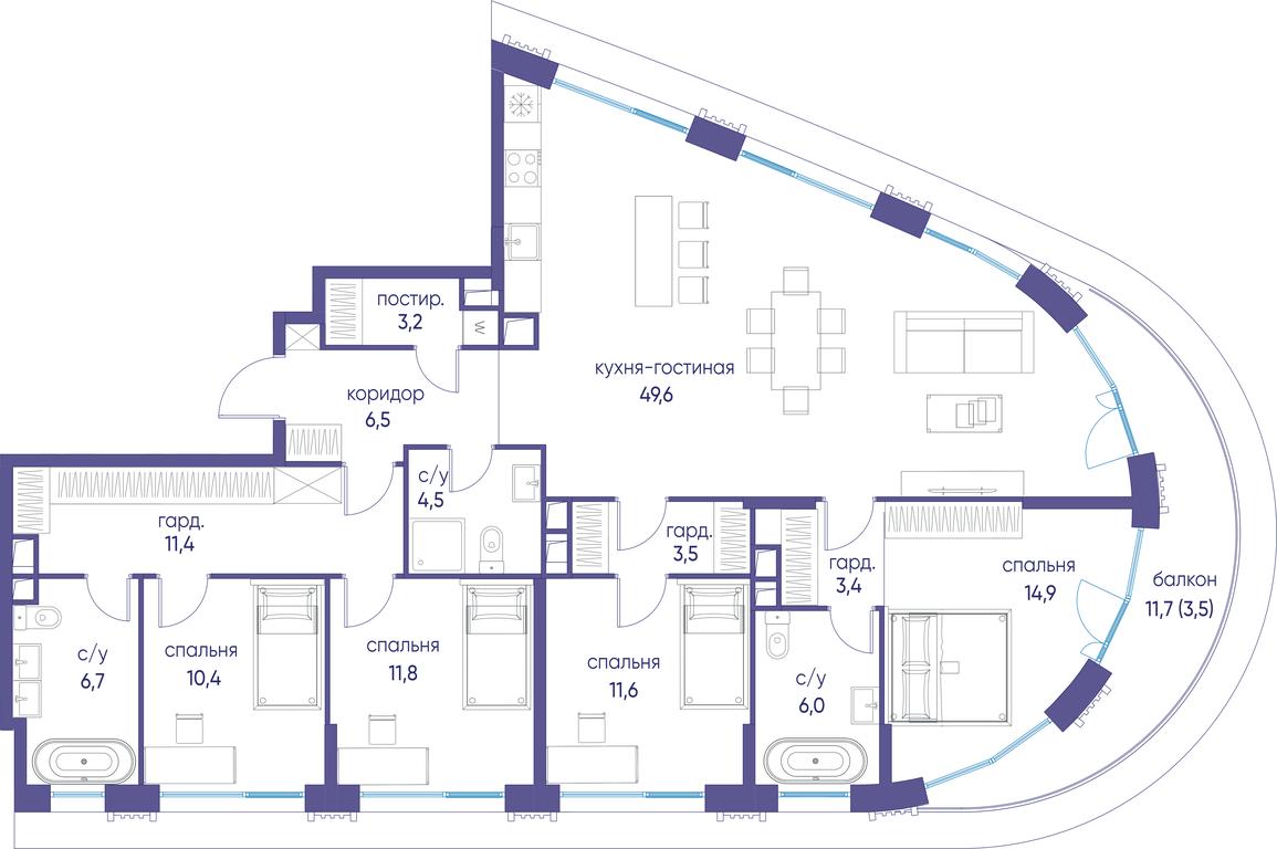 5-BD Apartment Sale, 146.9 sq. m. at Ostrov, Nizhnye Mnyovniki Street, 37Ас4, Moscow, Russia #1 5-BD Apartment Sale, 146.9 sq. m. at Ostrov, Nizhnye Mnyovniki Street, 37Ас4, Moscow, Russia #1