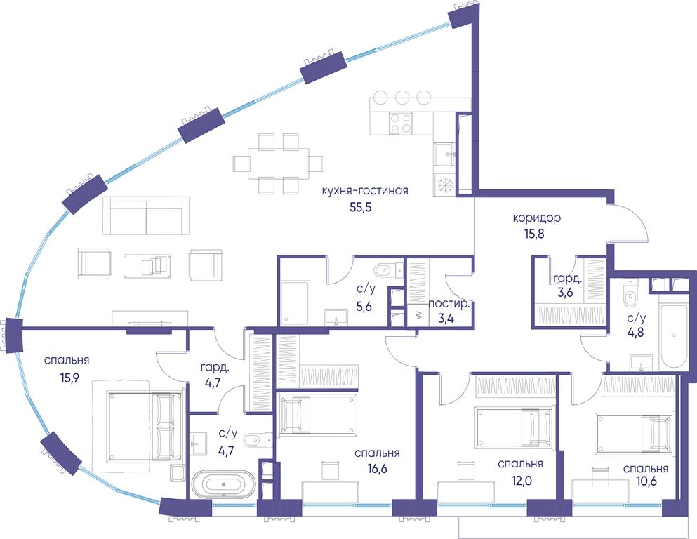 5-BD Apartment Sale, 153.5平方米 at Ostrov, Nizhnye Mnyovniki Street, 37Ас4, Moscow, Russia #1 5-BD Apartment Sale, 153.5平方米 at Ostrov, Nizhnye Mnyovniki Street, 37Ас4, Moscow, Russia #1