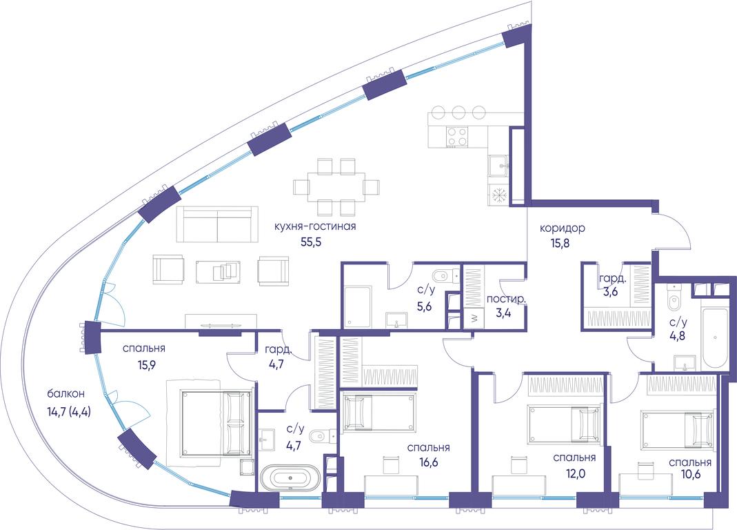 5-BD Apartment Sale, 157.9 sq. m. at Ostrov, Nizhnye Mnyovniki Street, 37Ас4, Moscow, Russia #1 5-BD Apartment Sale, 157.9 sq. m. at Ostrov, Nizhnye Mnyovniki Street, 37Ас4, Moscow, Russia #1
