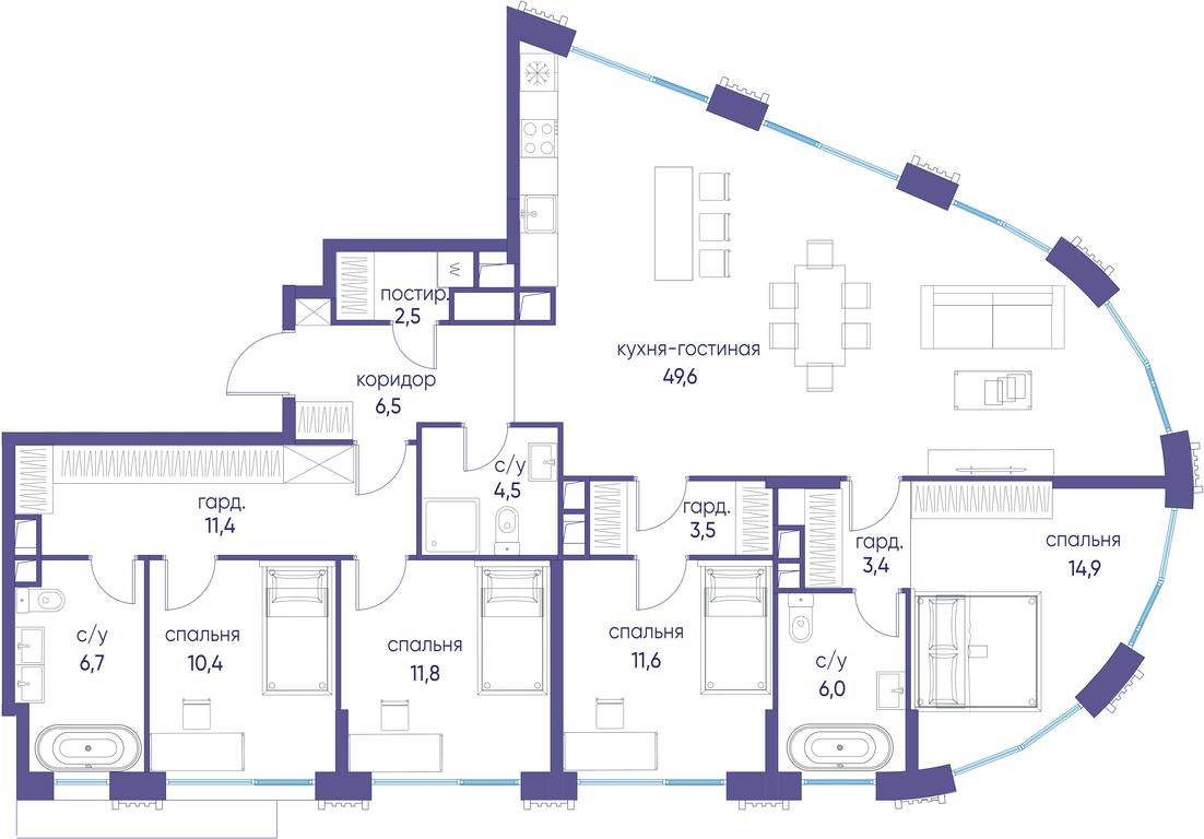 5-BD Apartment Sale, 142.7 sq. m. at Ostrov, Nizhnye Mnyovniki Street, 37Ас4, Moscow, Russia #1 5-BD Apartment Sale, 142.7 sq. m. at Ostrov, Nizhnye Mnyovniki Street, 37Ас4, Moscow, Russia #1