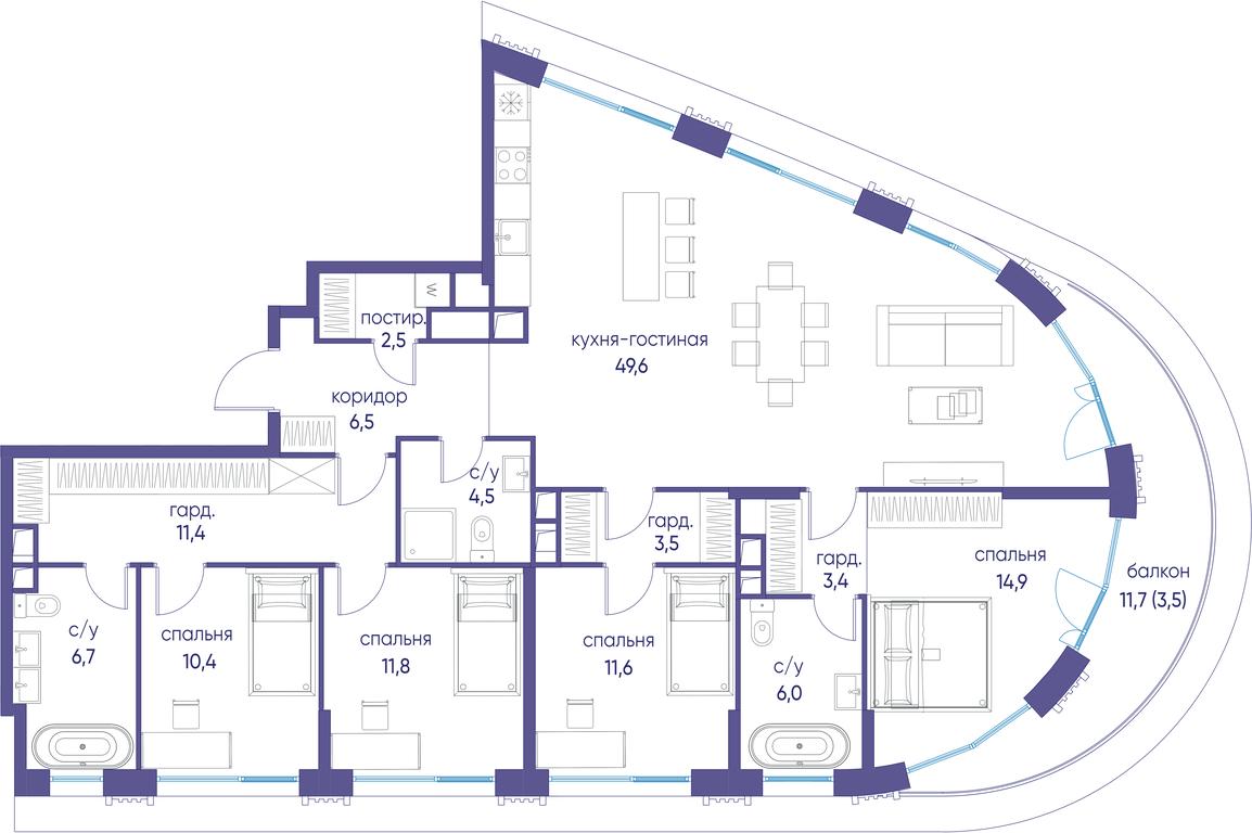 5-BD Apartment Sale, 146.2 sq. m. at Ostrov, Nizhnye Mnyovniki Street, 37Ас4, Moscow, Russia #1 5-BD Apartment Sale, 146.2 sq. m. at Ostrov, Nizhnye Mnyovniki Street, 37Ас4, Moscow, Russia #1